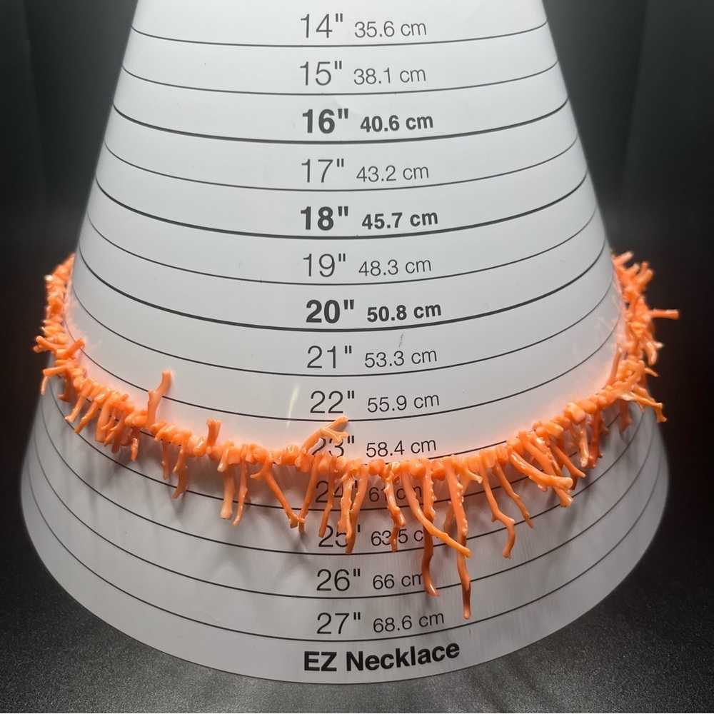 Natural branch coral necklace orange coral fringe statement. Vintage - Picture 10 of 10